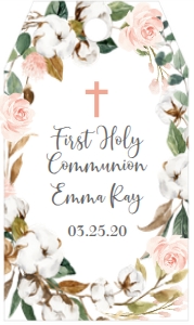 Communion Cotton Wreath Favor Tag: Communion Cotton Wreath