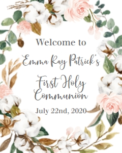 Communion Cotton Wreath Welcome Sign: Communion Cotton Wreath