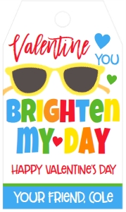 Valentine Brighten My Day Boy Favor Tag: Valentine Brighten My Day Boy Favor Tag
