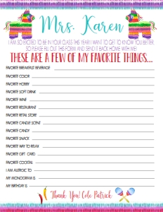 School Teacher Favorite Things Fiesta: School Teacher Appreciation Fiesta