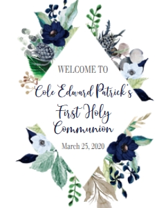 Communion Navy Floral Frame Diamond Welcome Sign: Communion Navy Floral Frame Diamond