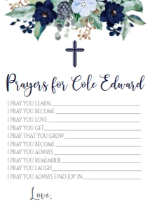Communion Navy Floral Frame Diamond Prayer Card: Communion Navy Floral Frame Diamond