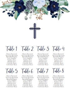 Communion Navy Floral Frame Diamond Seating Chart: Communion Navy Floral Frame Diamond