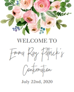 Confirmation Bouquet Pink Floral Welcome Sign: Confirmation Bouquet Pink Floral