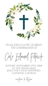 Confirmation Wreath White Floral Text Invite: Confirmation Wreath White Floral