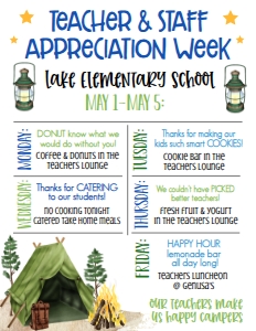 School Teacher Appreciation Week Happy Campers design preview