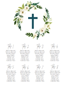 Seating Chart White Floral Wreath: Confirmation Wreath White Floral