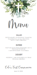 Communion Eucalyptus Menu: Communion Eucalyptus Cross 7x5