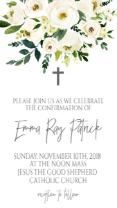 Confirmation White Floral Bouquet Text Invite: Confirmation Bouquet White Floral