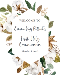 Communion Cotton Magnolia Greenery Welcome Sign: Communion Cotton Magnolia Greenery