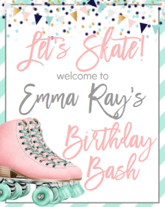 Birthday Skate Confetti Rose Gold Welcome Sign 8x10: Birthday Skate Confetti Rose Gold