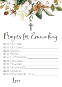 Communion Magnolia Cotton Greenery Prayer Card: Communion Cotton Magnolia Greenery