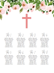 Communion Wreath Pink Floral Seating Chart: Baptism Pink Floral Wreath