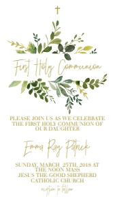 Communion Greenery Frame Cross Text Invite: Communion Greenery Frame Cross