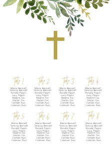 Communion Greenery Frame Cross Seating Chart: Communion Greenery Frame Cross