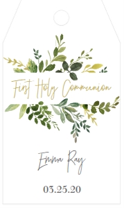 Communion Greenery Frame Cross Favor Tag: Communion Greenery Frame Cross
