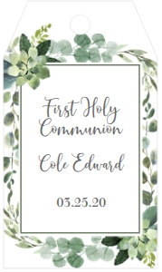 Communion Green Leaf Frame AB Favor Tag: Communion Green Leaf Frame AB