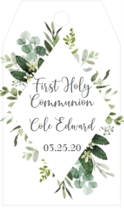 Communion Eucalyptus Frame Diamond AB Favor Tag: Communion Eucalyptus Frame Diamond AB