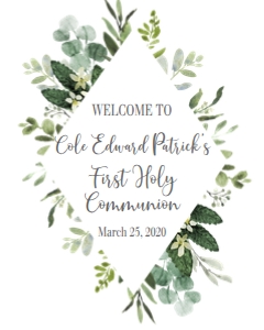Communion Eucalyptus Frame Diamond AB Welcome Sign: Communion Eucalyptus Frame Diamond AB