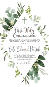 Communion Eucalyptus Frame Diamond AB Text Invite: Communion Eucalyptus Frame Diamond AB