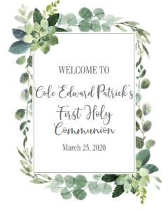 Communion Green Leaf Frame AB Welcome Sign: Communion Green Leaf Frame AB