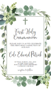 Communion Green Leaf Frame AB Text Invite: Communion Green Leaf Frame AB