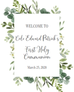 Communion Eucalyptus Frame AB Welcome Sign: Communion Eucalyptus Frame AB