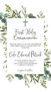 Communion Eucalyptus Frame AB Text Invite: Communion Eucalyptus Frame AB