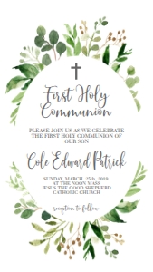 Communion Greenery Frame Text Invite: Communion Greenery Frame