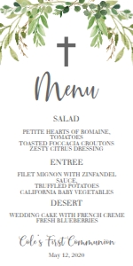 Communion Greenery Frame Menu: Communion Greenery Frame