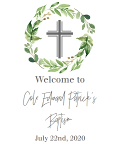 Baptism Greenery Wreath Welcome Sign: Baptism Wreath Greenery