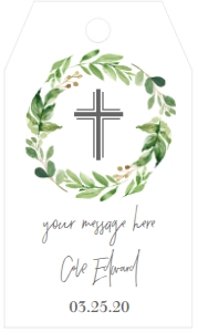 Baptism Greenery Wreath Favor Tag: Baptism Wreath Greenery