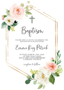 Baptism Pink Floral Geo Frame: Baptism Pink Floral Geo Frame