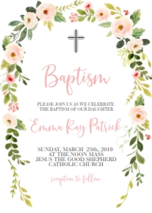 Baptism Pink Floral Frame: Baptism Pink Floral Frame