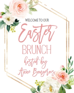 Easter Brunch Pink Floral Geo Welcome Sign 8x10: Easter Brunch Pink Floral Geo