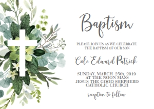 Baptism Eucalyptus Cross 7x5: Baptism Eucalyptus Cross 7x5