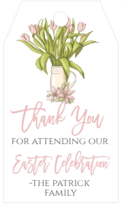 Easter Brunch Pink Tulip Jar Favor Tag: Easter Brunch Pink Tulip Jar
