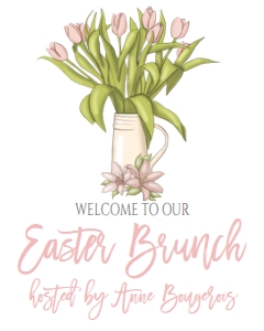 Easter Brunch Pink Tulip Jar Welcome Sign 8x10: Easter Brunch Pink Tulip Jar