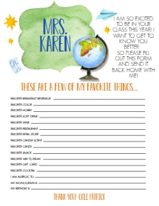 School Teacher Appreciation Favorite Things Globe: School Teacher Appreciation Week Globe