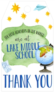 School Teacher Appreciation Globe Favor Tag: School Teacher Appreciation Week Globe
