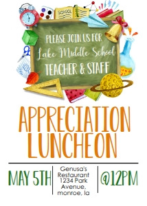 School Teacher Appreciation Luncheon Chalkboard: School Teacher Appreciation Week Chalkboard