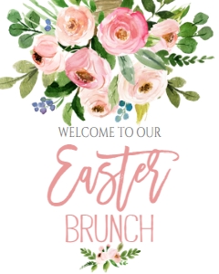 Easter Brunch Bouquet Pink Welcome Sign 8x10: Easter Brunch Bouquet Pink