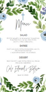 Baptism Blue Floral Wreath Menu: Baptism Blue Floral Wreath