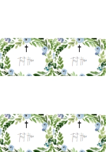Baptism Blue Floral Wreath Food Tent Full Page: Baptism Blue Floral Wreath