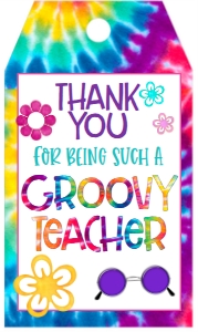 School Teacher Appreciation Groovy Favor Tag design preview