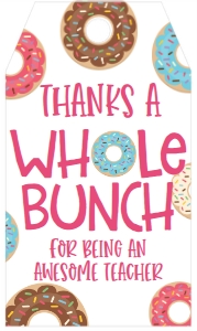 School Teacher Appreciation Donut Favor Tag: School Teacher Appreciation Donut Favor Tag