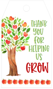 School Teacher Appreciation Apple Tree Favor Tag: School Teacher Appreciation Week Apple Tree