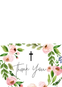 Baptism Pink Floral Wreath Thank You: Baptism Pink Floral Wreath