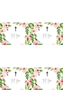 Baptism Pink Floral Wreath Food Tent Full Page: Baptism Pink Floral Wreath