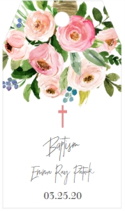 Baptism Bouquet Pink Favor Tag: Baptism Bouquet Pink